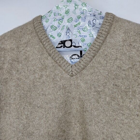 Native World Vest Mens XL New Zealand Possum Merino Wool Tan Pullover FLAW - Picture 2 of 11